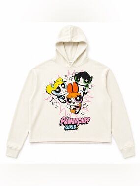 Powerpuff Girls Oversized Hoodie S Cream Graphic Sweatshirt